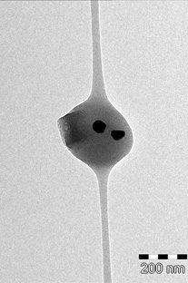 Una fibra de polímero con nanopartícula.