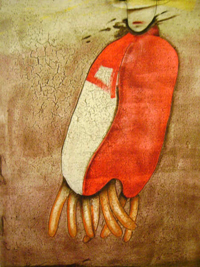 La obra Mapriola en rojo es una muestra de cómo los fetiches rojos se entremezclan con los colores de la tierra.