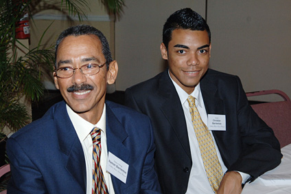 Ramón Barrientos traveled from Carolina to see his son, Christian Barrientos, of Computer Engineering, receive his award.