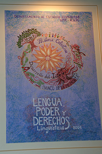 Cartel realizado por la artista Lizzette Lugo, con motivo de la Semana de la Lengua Española.