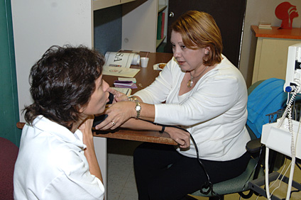 Participants visited various clinics such as the one to measure blood pressure.
