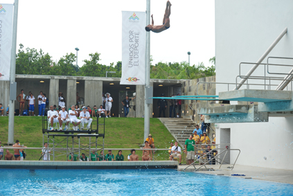 El natatorio olímpico, ubicado en el RUM, es el escenario de las competencias acuáticas de los Juegos.