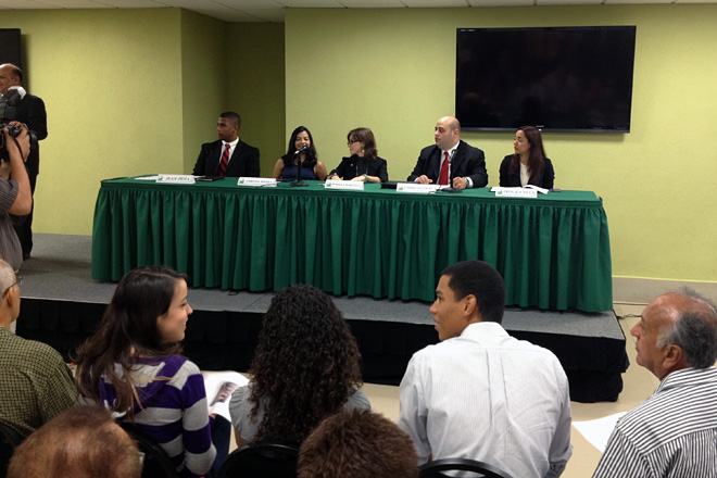 Las j&oacute;venes participaron de un panel junto a estudiantes de la Universidad Interamericana y la Universidad de Puerto Rico en R&iacute;o Piedras.<br>Suministrada