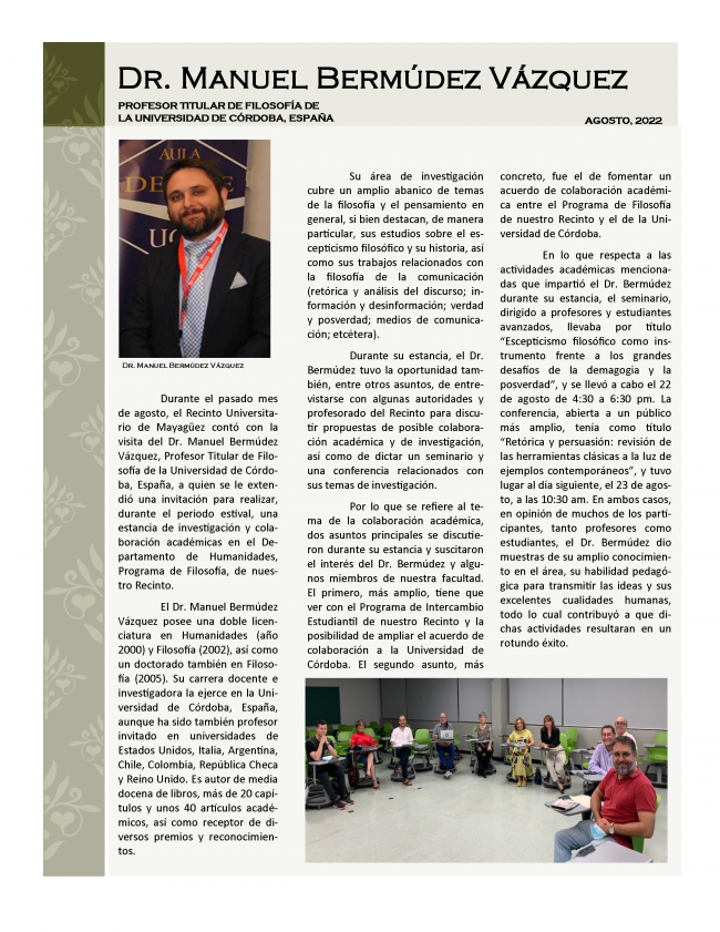 Visita Prof Filosofia Visita Prof Manuel Bermúdez Vázquez