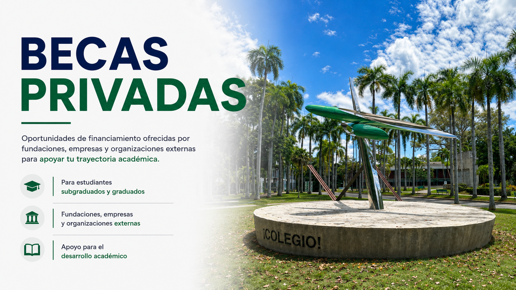 Titulo de Becas Privadas y escultura colegial.