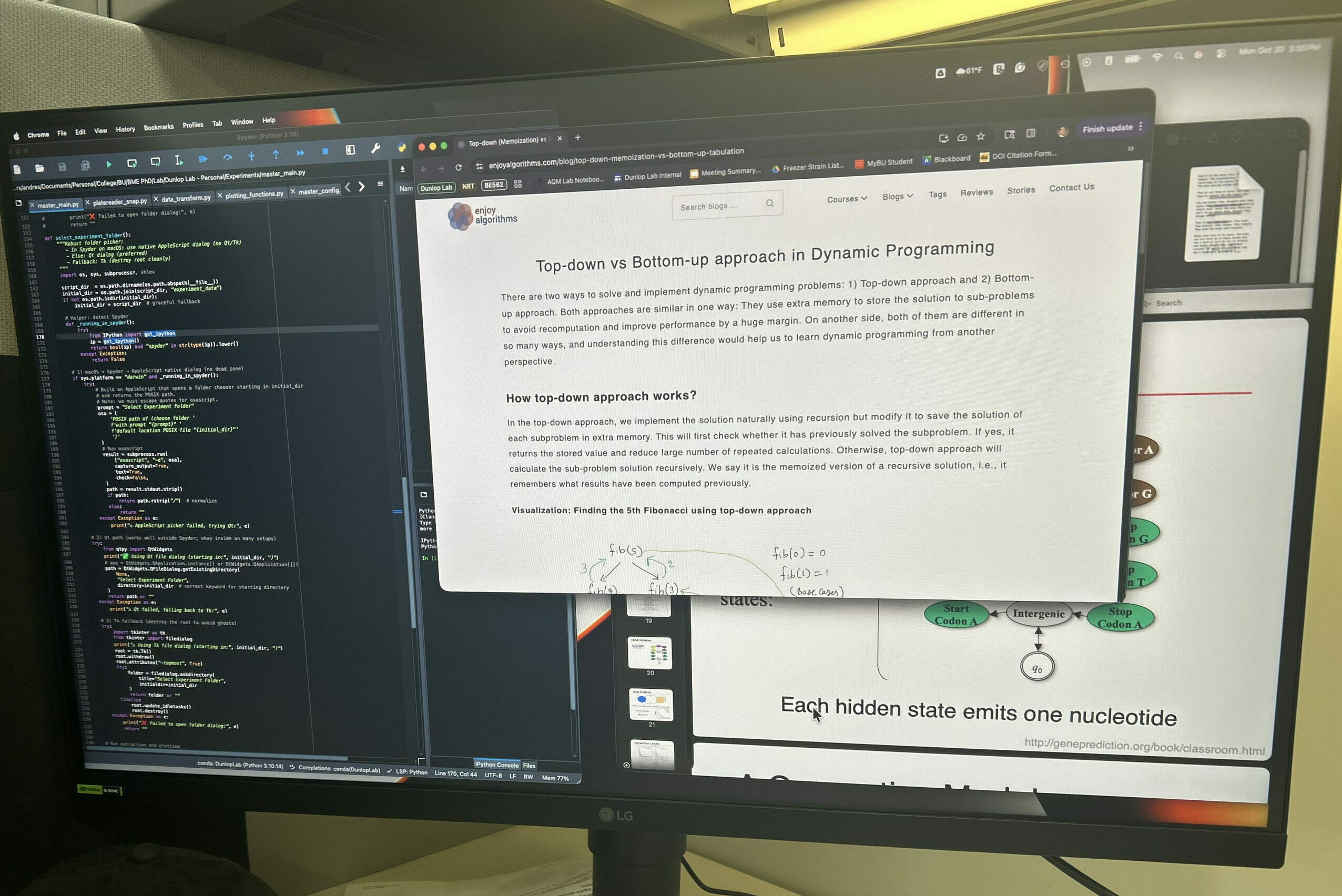 Picture of a monitor showing bioinformatics related windows