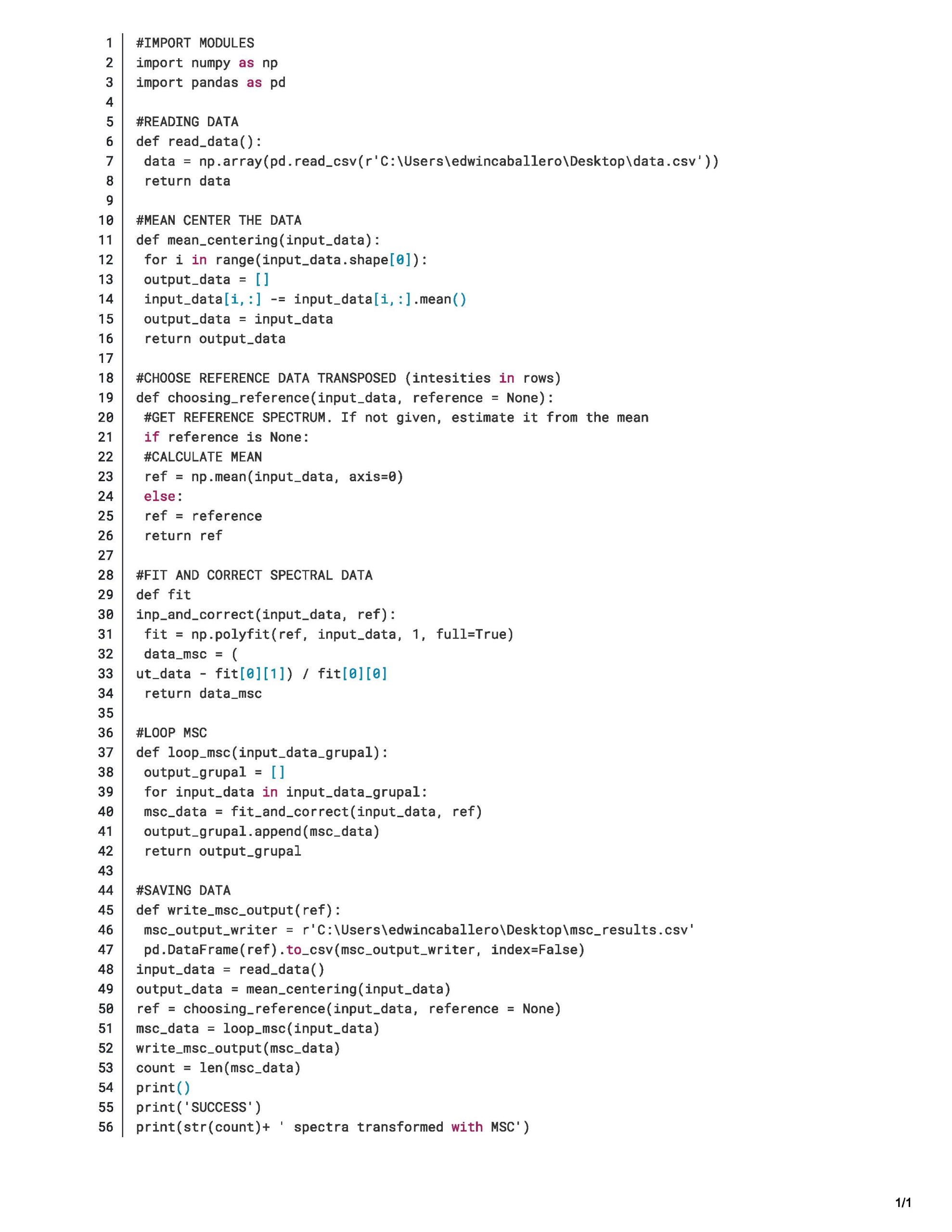Apply Multiplicative Scatter Correction (MSC) on Spectra in Python ...