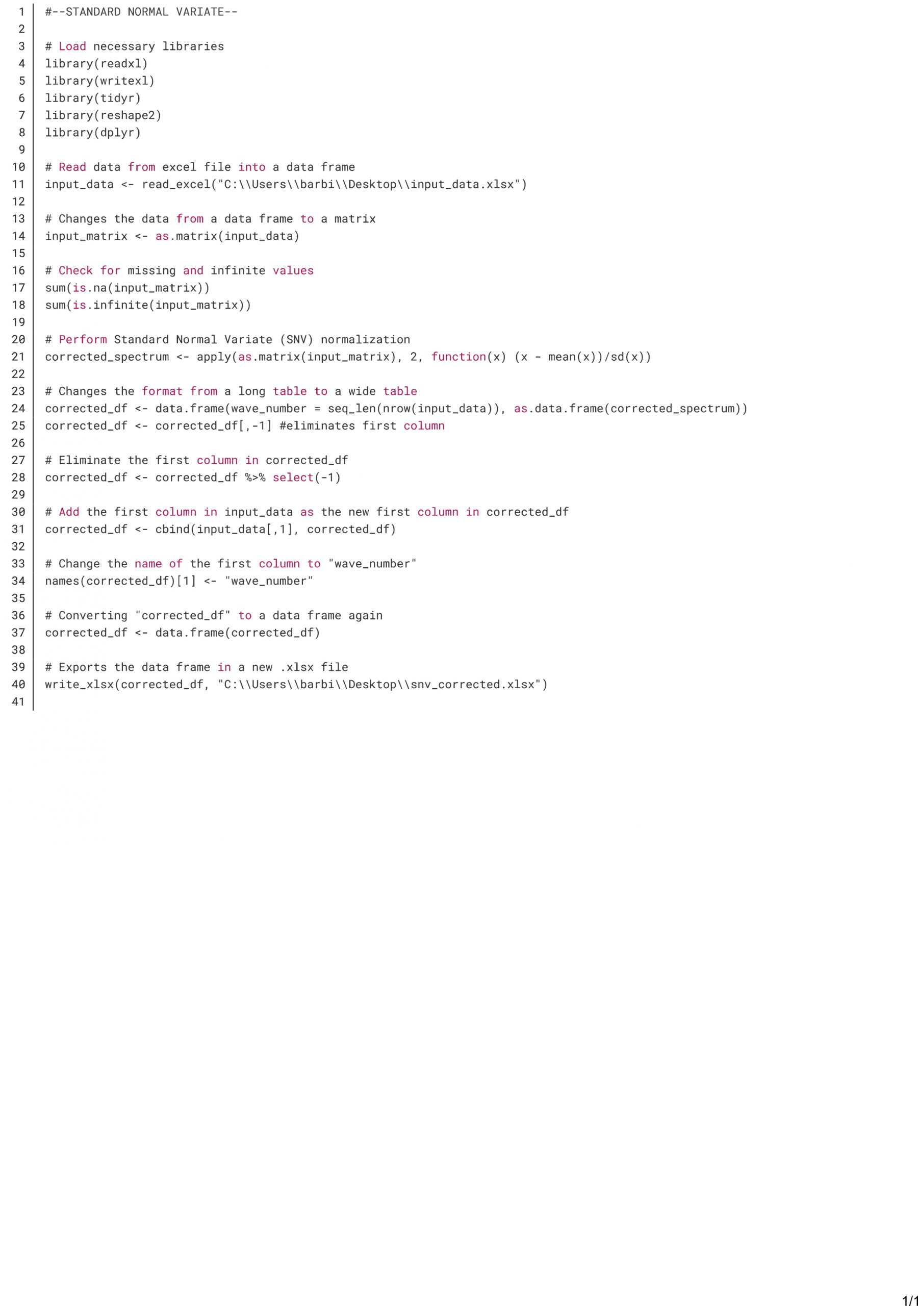 Normalize Multiple Spectra with SNV in R – Center for Chemical Sensors ...