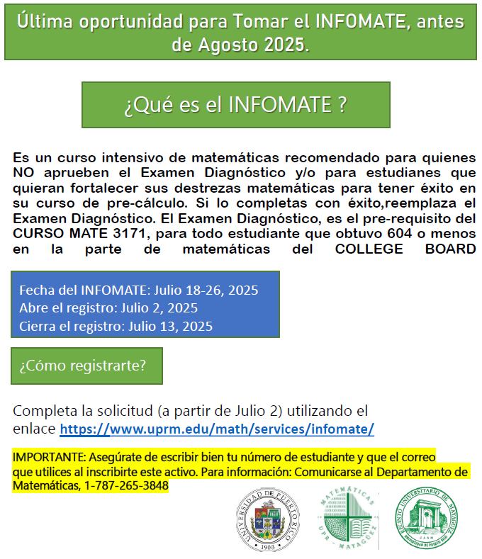 Última oportunidad INFOMATE 2025