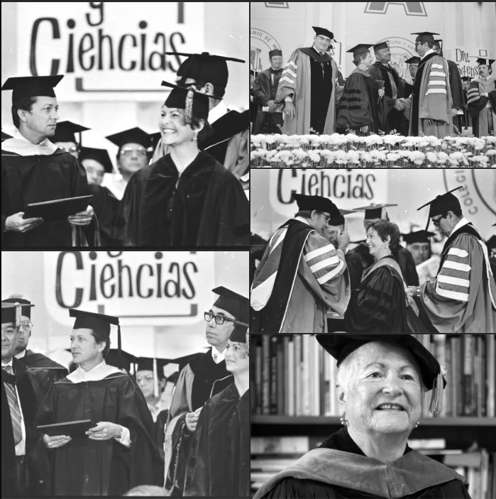 Photo Collage of Doctor Álida Ortiz Sotomayor obtaining the first Doctorate Degree in Marine Sciences, 50 years ago, in 1976.