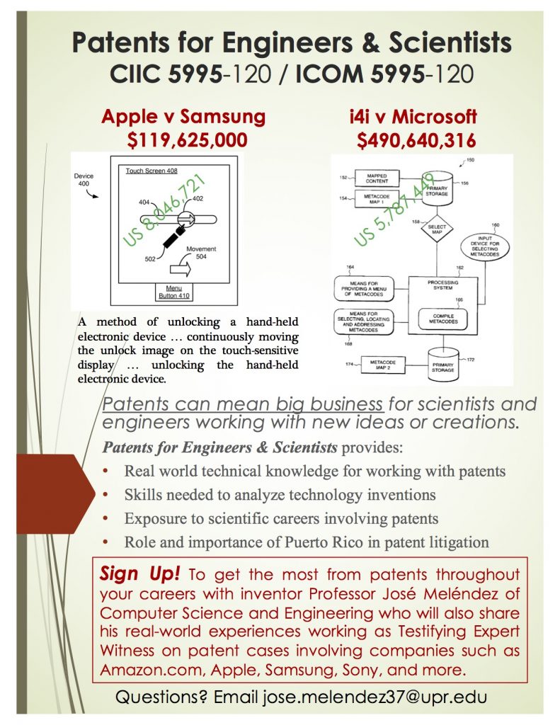 CIIC 5995 / ICOM 5995 - Patents for Engineers & Scientists