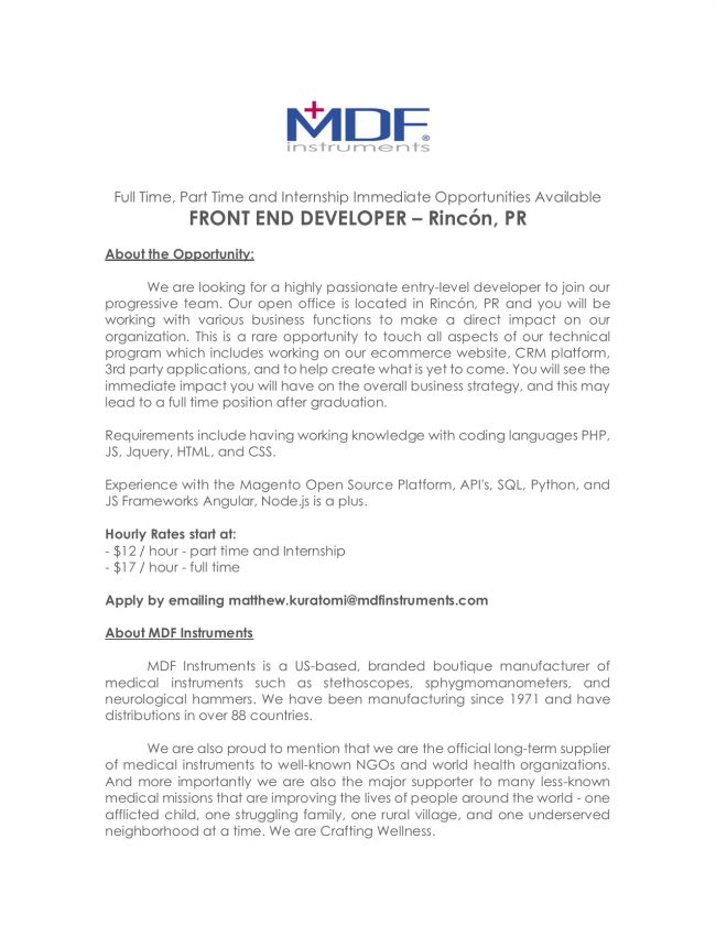 Rincon Opportunity – Front End Developer