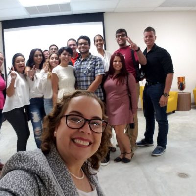 Dr. Angela González, Co-PD of the ECaFSS Project at Inter American University of Puerto Rico- San Germán Campus with her students.