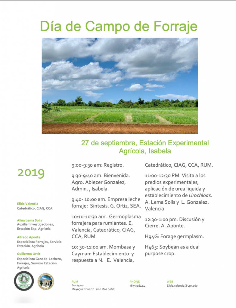 Brochure: Día de Campo de Forraje - Isabela