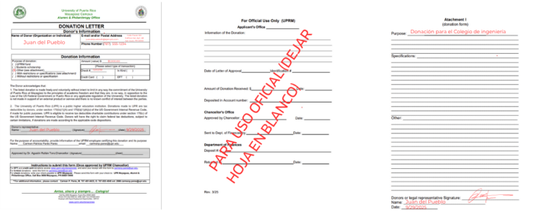 ExampleDocuments Example on how to fill the required documents to donate to engineering now