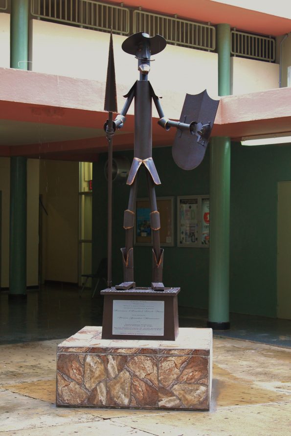Statue of Don Quijote by the lobby of the Chardon building.