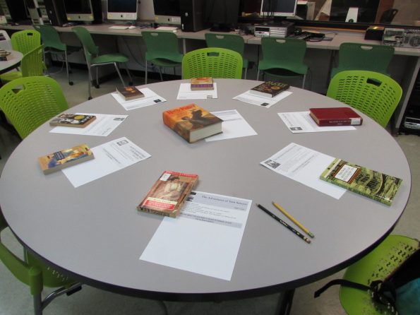 Inside the Banned Book Day recap of 2014. Works of literature presented on the table.