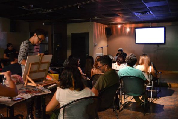 A view of the audience and artists during the Open Mic Night. EDSA collaborated with TACU and La Cueva de Tarzan to host an ”Open Mic Night” as part of La Cueva de Tarzan’s 9th Anniversary Celebration.