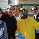 Students in costume in order to promote the English Department during the Open House.