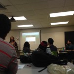 Professor giving a presentation at the department hosted annual Undergraduate Mixer where students get a chance to meet their advisors and find out the associations that they can join.