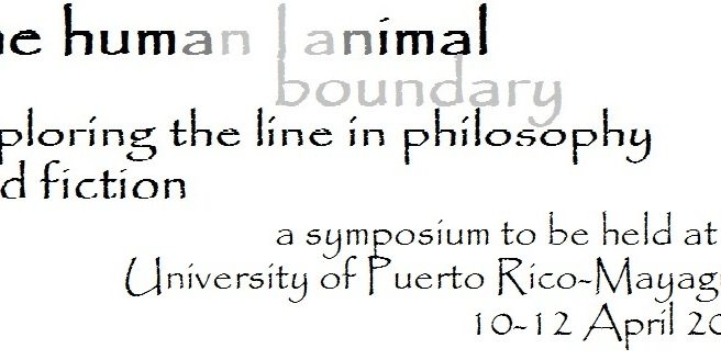 habetlipaf-symposium A promotional poster written in Papyrus for the Human Animal Boundary: Exploring the Line in Philosophy and Fiction.