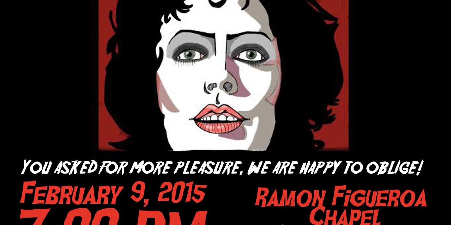Promotional poster for the student presented play of The Rocky Horror Picture Show.