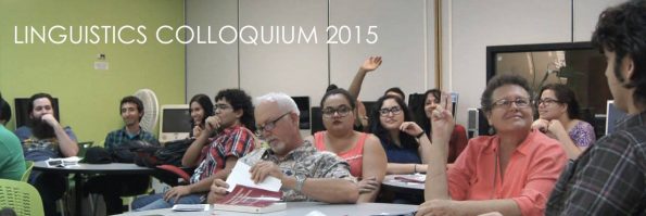 Student asking questions and professors going over the material at the 2015 Linguistics Colloquium.