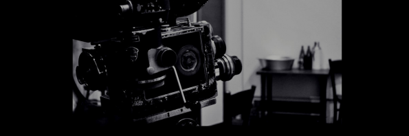 Black and white picture of an old video camera.