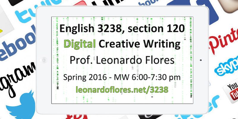 3238 english header Image used for the promotion of the course Digital Creative Writing.