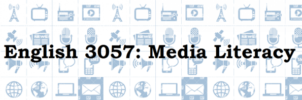 Image used for the promotion of the course Media Literacy displaying several font icons such as a signal tower, a satellite, a tv, among others.