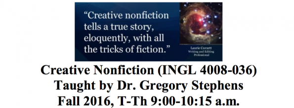 Image used for the promotion of the course Creative Nonfiction.