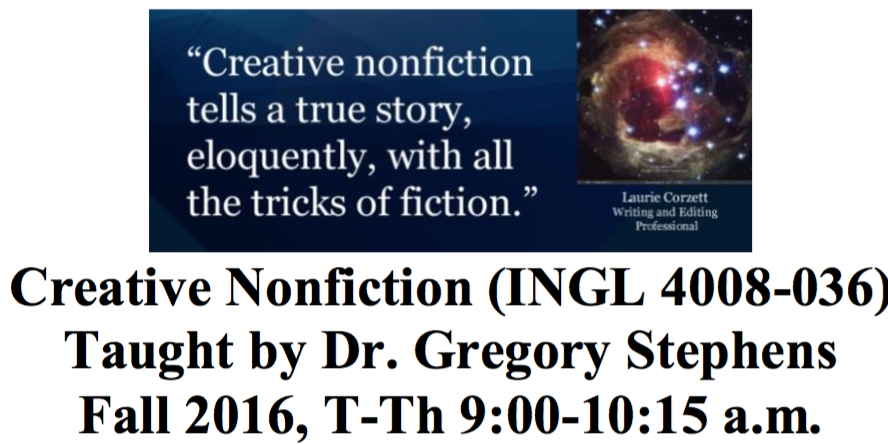 4008header Image used for the promotion of the course Creative Nonfiction.