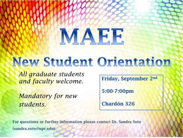 Promotional image for the MAEE Student Orientation.
