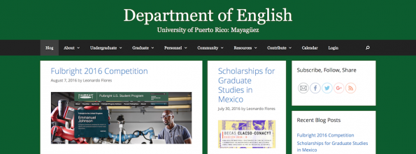 Header image for the English Department Communications Network.