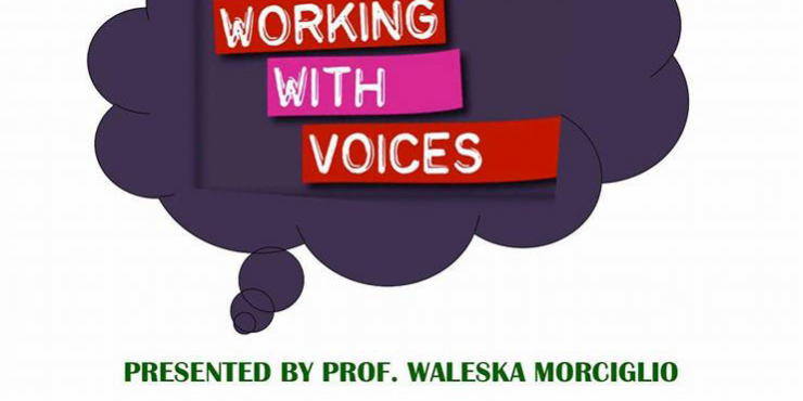 1 Promotional image displaying a thought bubble containing the words Working With Voices.