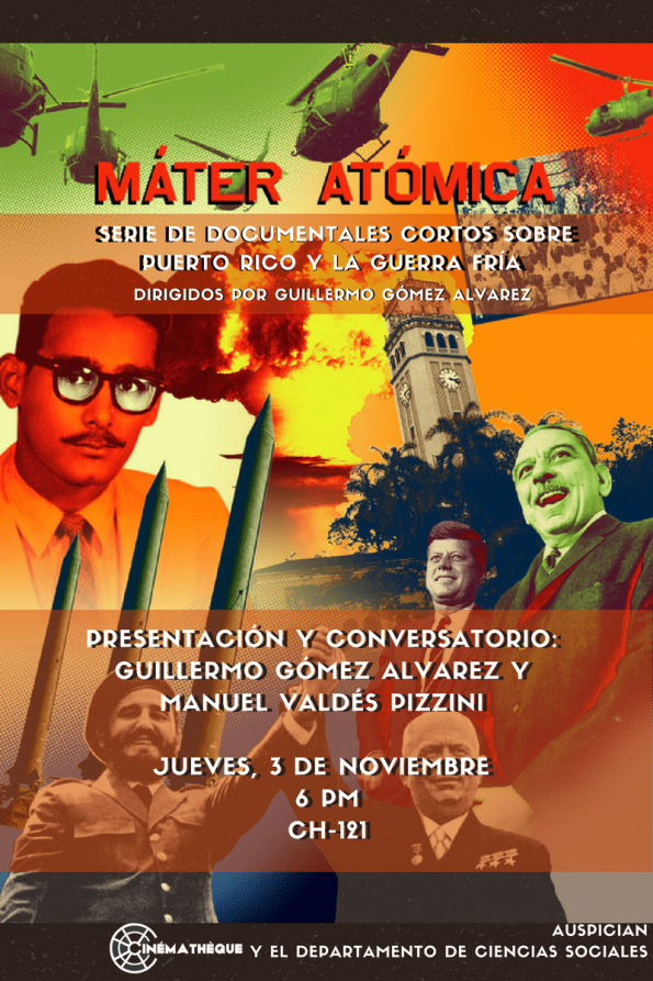 Promotional image for a series of documentaries portraying multiple well known figures such as John f. Kennedy, others such as missiles and a clock tower, and such.