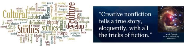 Image used for the promotion of the course Creative Nonfiction & Cultural Studies.