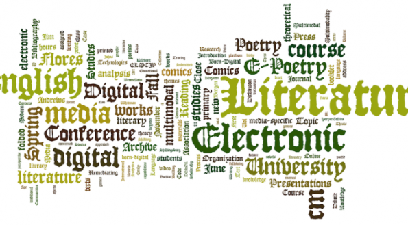 Cloud image with the words: Literature, Universe and Digital.