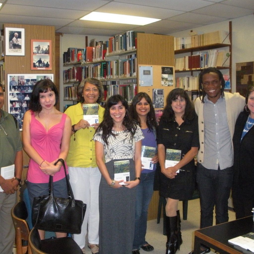 Meet María Quintero Aguiló with my peers during a visit from Jamaican poet Ishion Hutchinson and also published poet, Dr. Loretta Collinster .