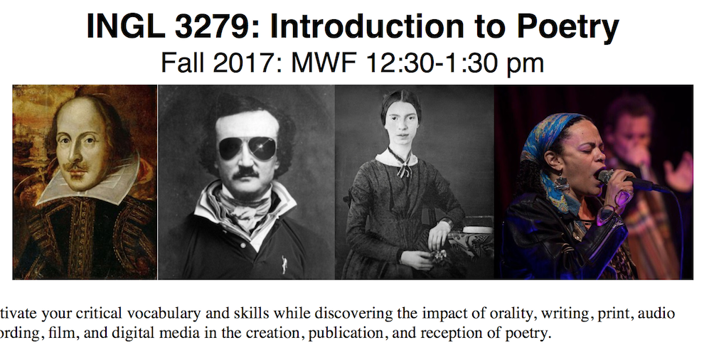 poetry series header Promotion of the course INGL 3279: Introduction to Poetry.
