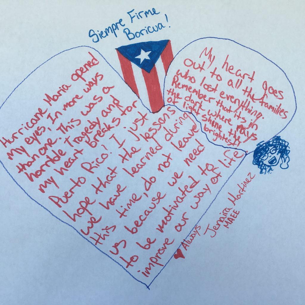 A "Siempre Boricua" positive motivational message on the Post-Hurricane Maria wall.