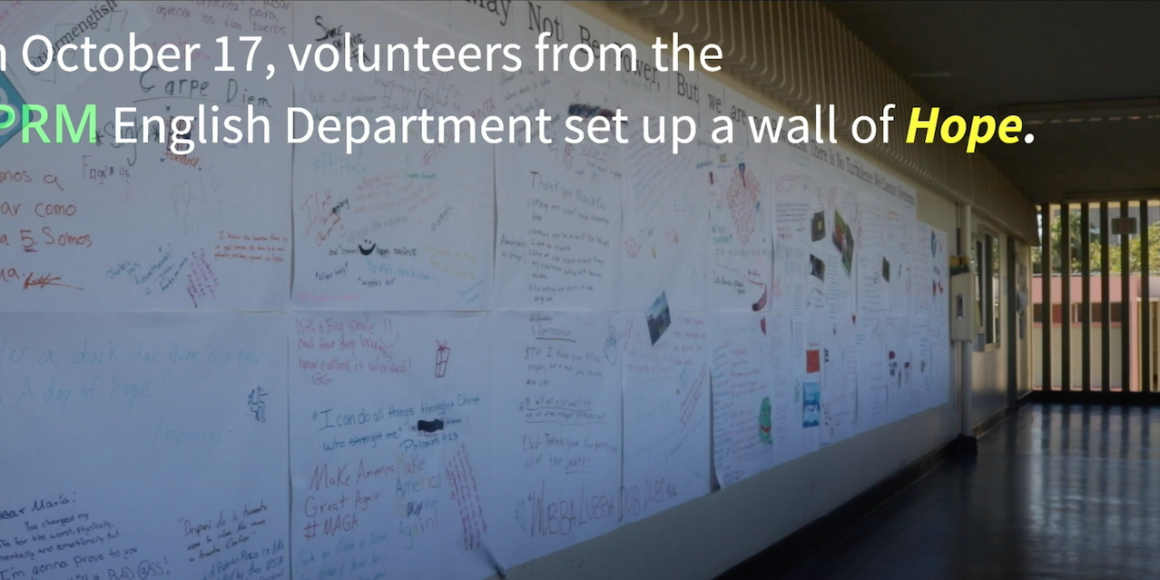thumbnail A called Wall of hope, made by English department's students, two months after Hurricane Maria.
