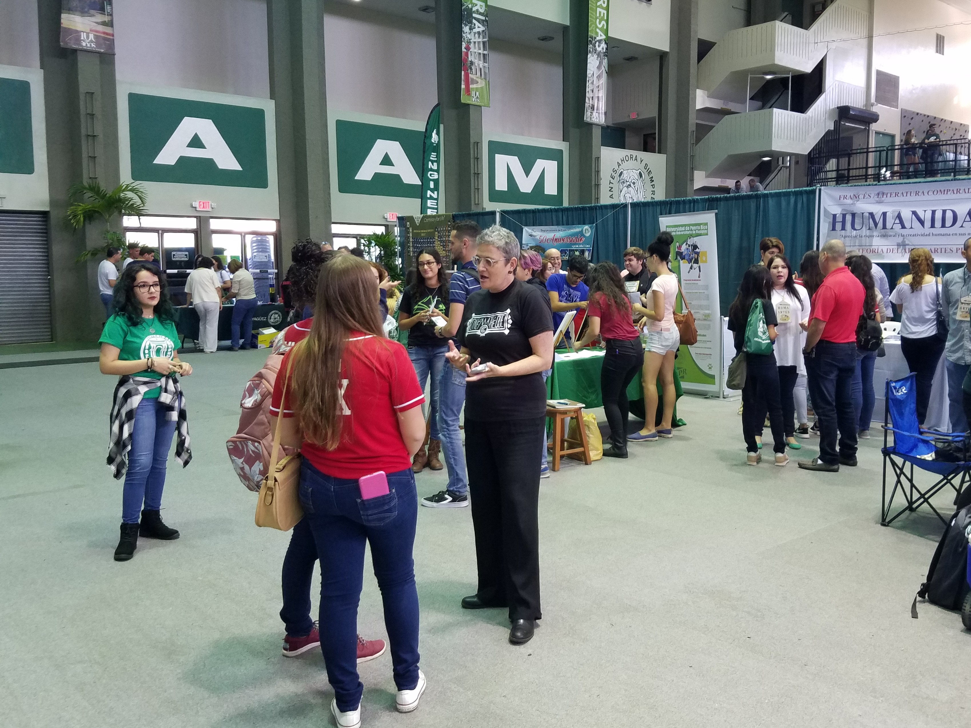 This image shows school students and members of the English Department in the Open House at "El Colegio".