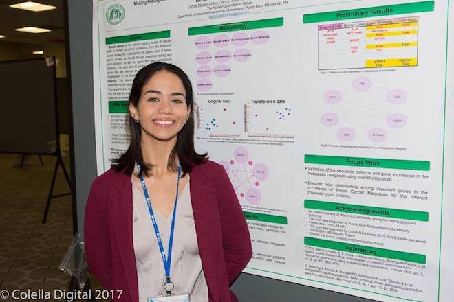 El afiche de Camille Marrero Laboy, del Departamento de Ingeniería Industrial, fue premiado en la más reciente edición de la Conferencia Anual de la Society of Women in Engineering. Suministrada