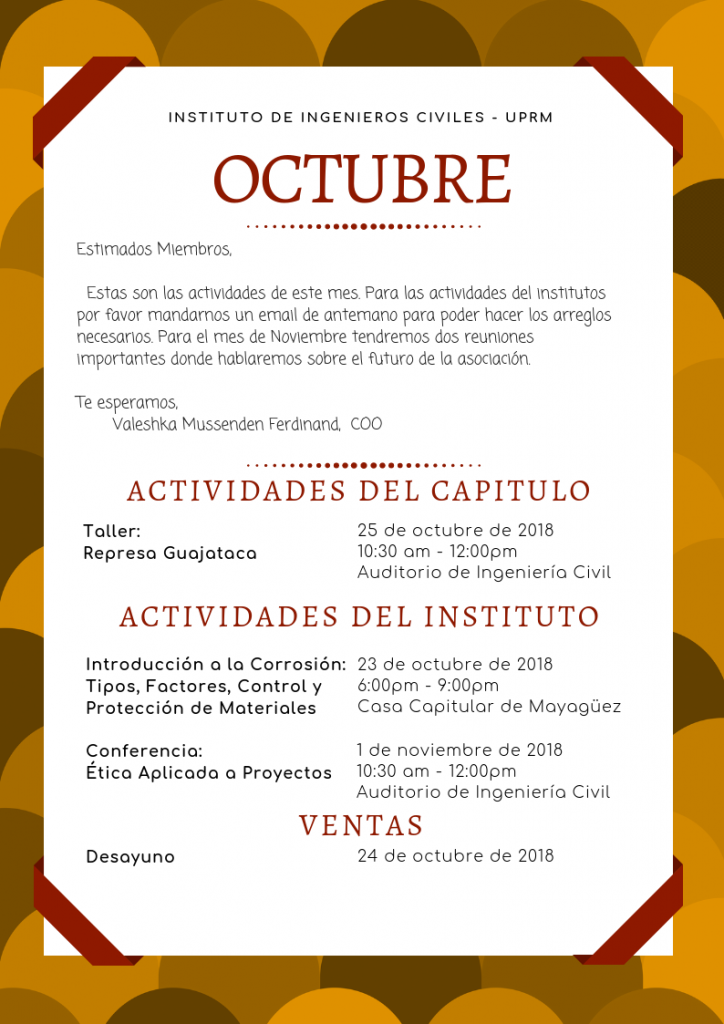Civil Engineering Institute October Activities