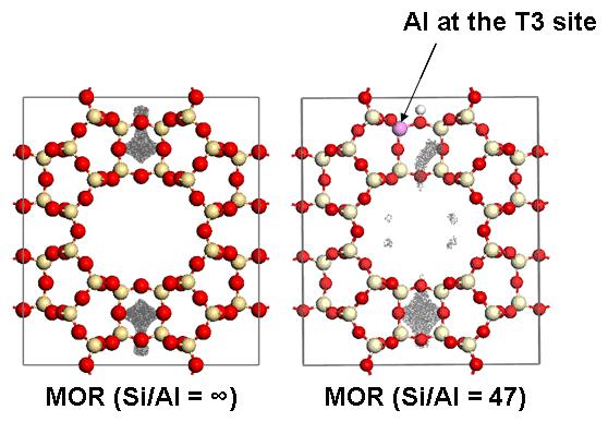 Effect of Al in the Positioning of Guest Metal Atoms in Zeolites