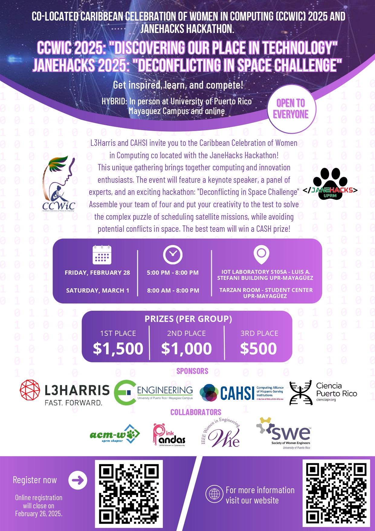 Flyer CCWiC and JaneHacks 2025