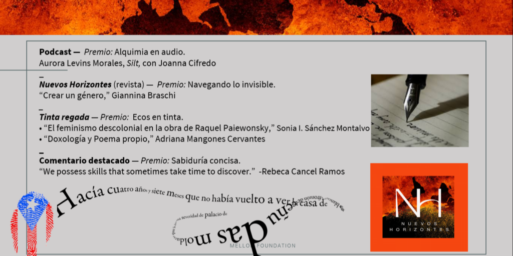 Premio: Alquimia en audio.
Premio: Navegando lo invisible. Premio: Ecos en tinta.
Premio: Sabiduría concisa.