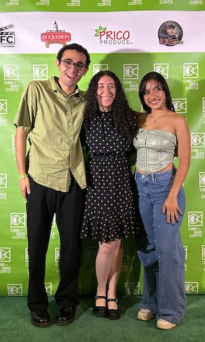 From left to right: Diego Vera (director), Carhianie Vargas (producer), and Andrea Carolina (director) at a of Cine Más Corto on April 5