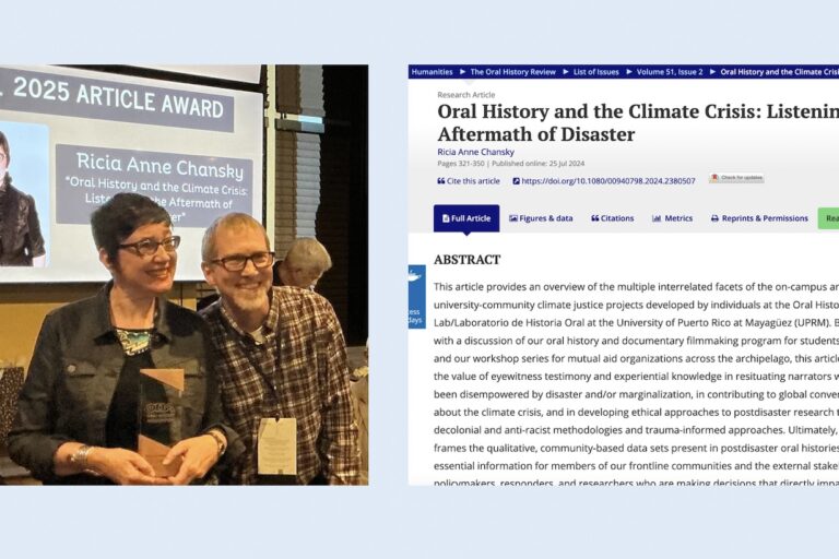 OHL Director wins Oral History Association Article Award